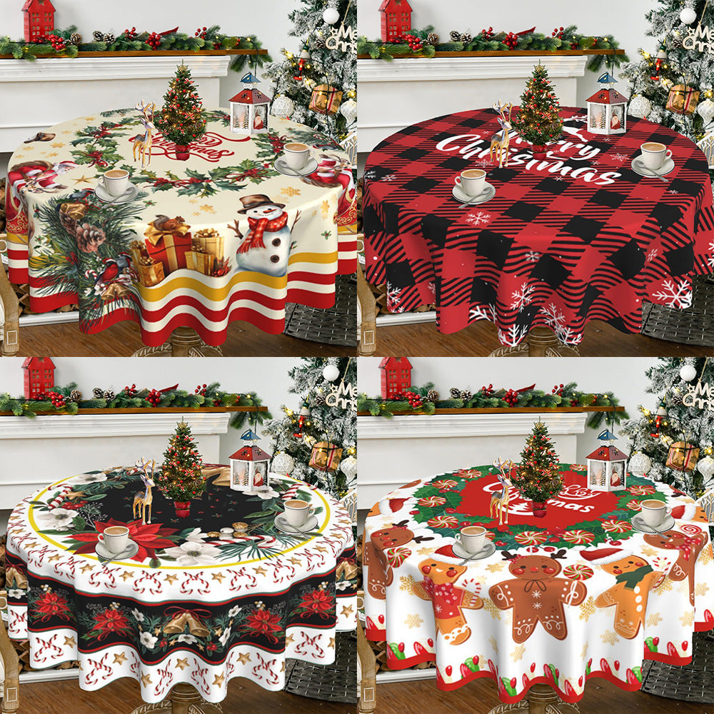 Christmas circular tablecloth home decoration indoor and outdoor desktop decoration cloth Julia M Home & Kitchen