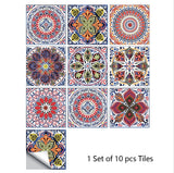 Mosaic 10-Piece Imitation Ceramic Tile Stickers Set for Home Decoration