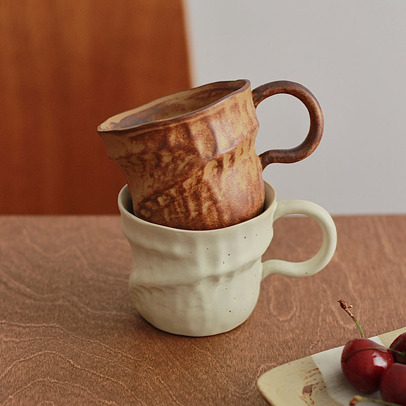 Japanese Retro Wabi Sabi Style Coffee Cup - Irregular Handmade Coarse Pottery