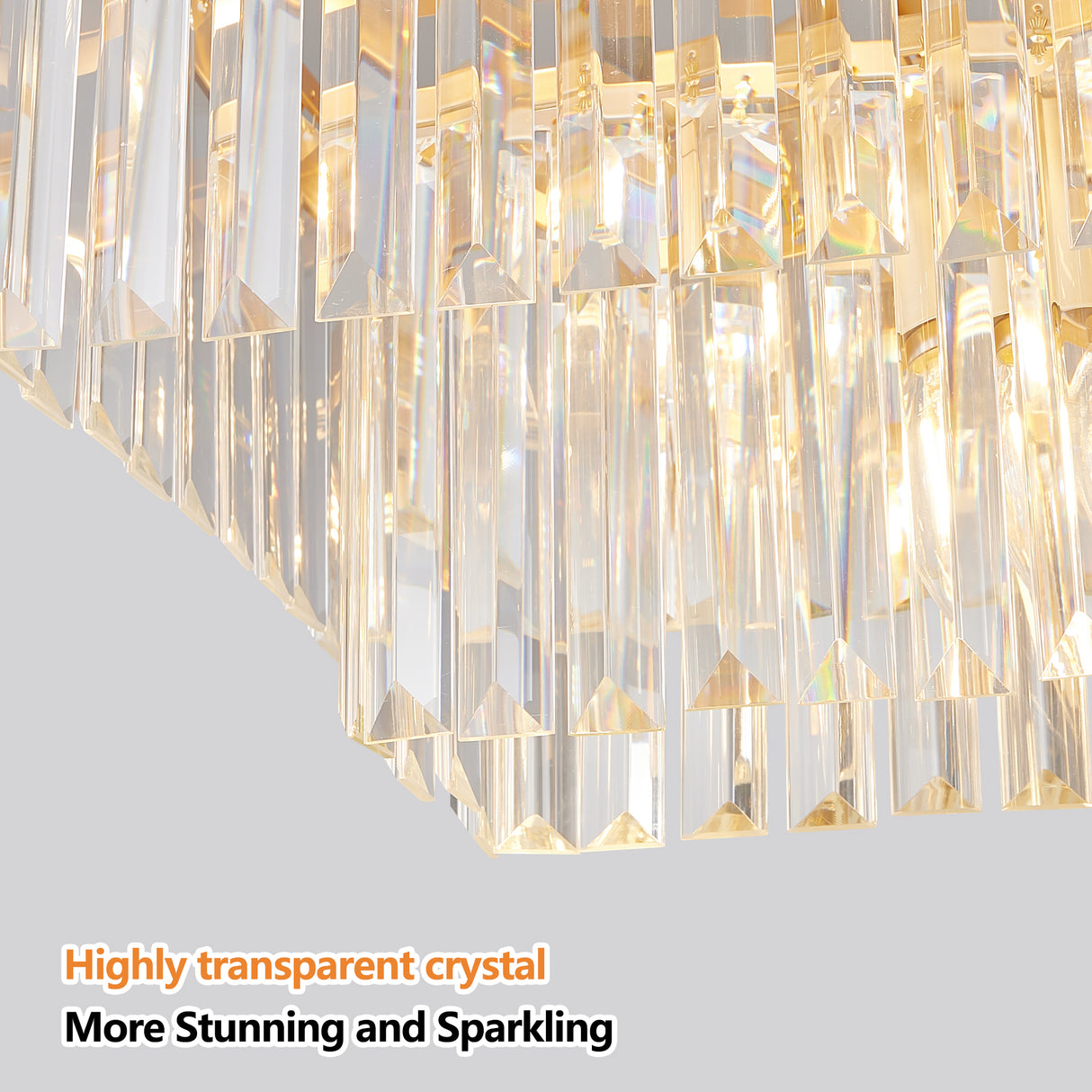 Chandeliers,Rectangular Crystal Chandelier Adjustable,E12 Modern Industrial Crystal Lights (Bulb Not Included)