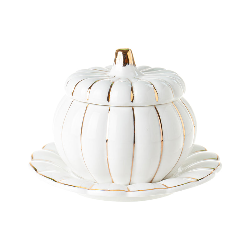 Creative Ceramic Pumpkin Cup, Steamed Egg Cup, Stewed Pot with Cover, Pure White Mini Bird's Nest Cup, Soup Cup - Julia M LifeStyles