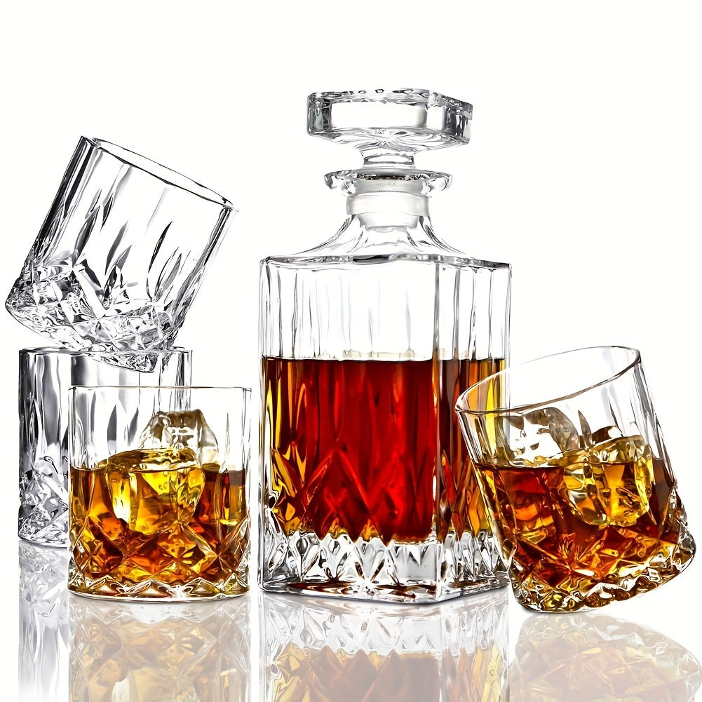 7pcs, Wine Glass Set, Glass Whiskey Decanter And Whiskey Glasses Set, Decanter With 6 Double Layered Vintage Glasses, Lead Free Whiskey Glassware, Accessories, Bar Supplies - Julia M LifeStyles