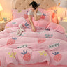 Coral Velvet Sheet Duvet Cover Double Sided Plus Velvet Thick Bedding Set