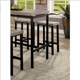 5 Pc Counter Height Table Set Two Tone Design Black Gray Dining Chairs Sturdy Metal Construction PVC Plastic Top Dining Room Furniture Julia M Home & Kitchen