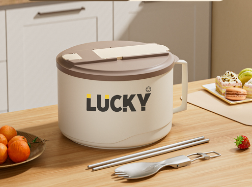 Large capacity 316 stainless steel anti-scalding drainable instant noodle bowl with cutlery lunch box