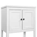 24" White Modern Sleek Bathroom Vanity Elegant Ceramic Sink with Solid Wood Frame Open Style Shelf