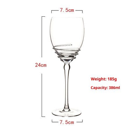 Vintage Brushed Red Wine Glass - Elegant European Crystal Luxury
