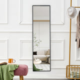 Aluminum Alloy Metal Frame Wall-Mounted Full-Length Mirror Black 65 x 23"