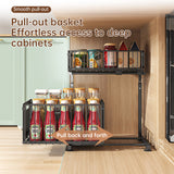 Luxury 2-Tier Adjustable Pull-Out Cabinet Organizer – Premium Carbon Steel Storage Solution