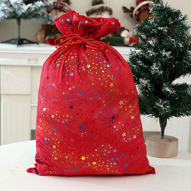 Christmas gift bag, gold foil five pointed star children's gift bag, Dutch velvet rainbow drawstring gift bag eprolo
