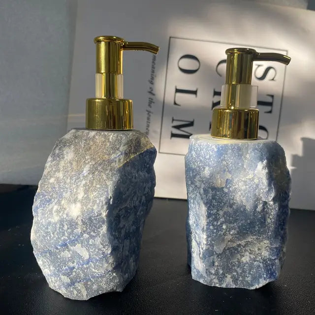 1 PCS Natural Pink Crystal Stone Press Bottle Dispenser 30ml Liquid Dispenser Shower Gel Wash Light Luxury Bathroom Accessory - Julia M LifeStyles