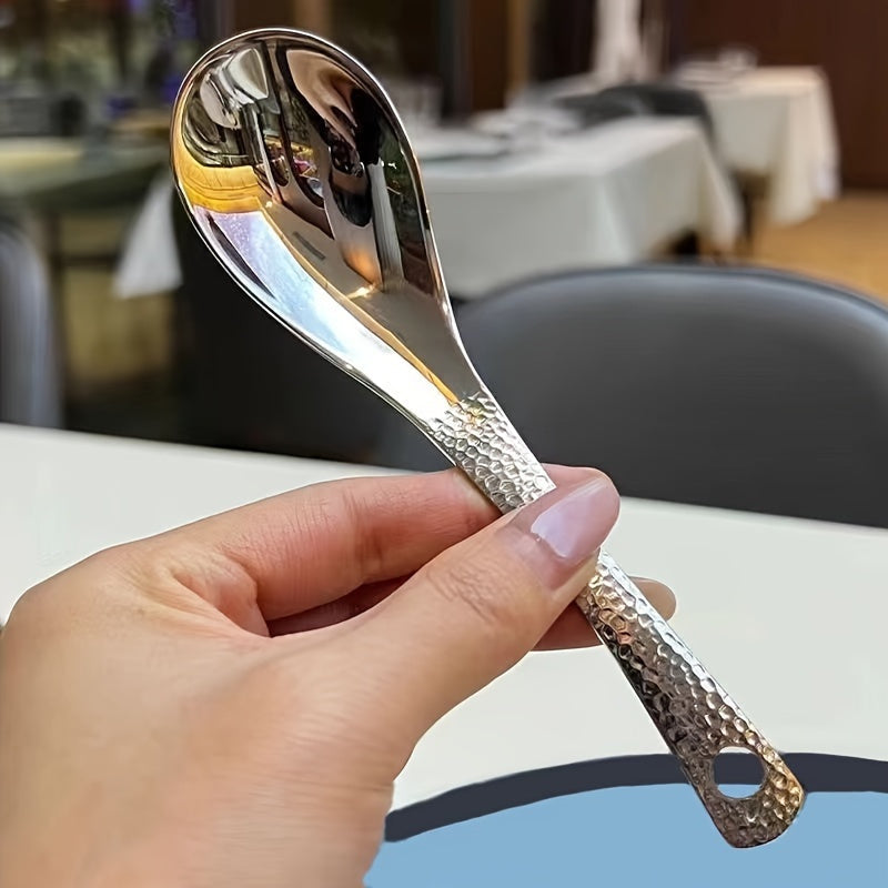 Retro Hammer Point Spoon Stainless Steel Hammer Pattern Spoon Commercial Thickened Spoon Creative Eating Spoon Good-looking Dessert Spoon Julia M LifeStyles