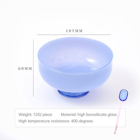 Colored Glass Bowl, Fruit Salad Bowl, Soup Bowl, Tableware, Household Heat-Resistant Transparent Rice Bowl, Spoon Set