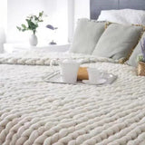 Nordic Chunky Knit Blanket Handmade Crochet Throw Knitted Blanket Sofa Blanket Oversized Woolen Blanket