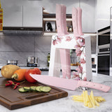 Elegant Pink Stainless Steel Chef's and Bread Knife Set