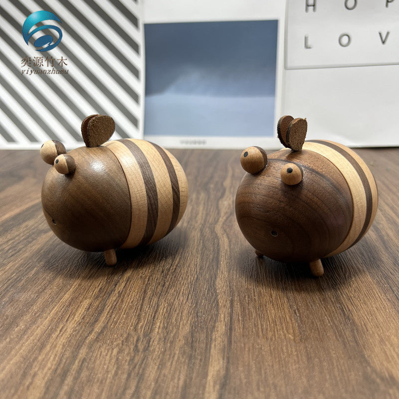 Creative Toothpick Box Toothpick Dispenser Wooden Bee Shape Toothpick Holder