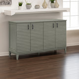 Side panel with 4-door large storage buffet, adjustable shelves and metal handles (antique gray)