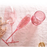 Flamingo Slanted Pink Crystal Champagne Goblet Set Julia M Home & Kitchen