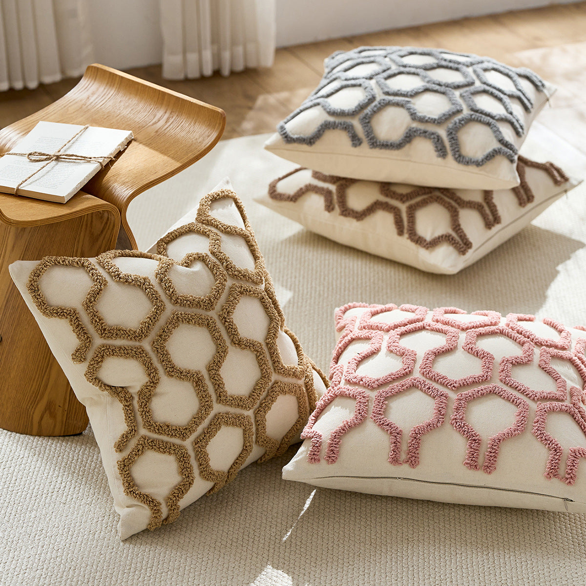 Luxury Honeycomb Tufted Cushion Cover – Textured Decorative Pillow Case