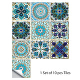 Mosaic 10-Piece Imitation Ceramic Tile Stickers Set for Home Decoration