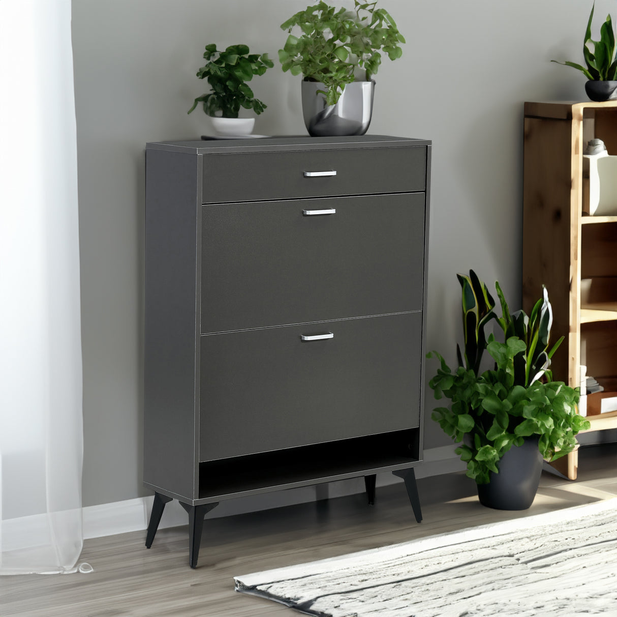 Shoe Cabinet , Shoe storage shelves, Grey - Julia M LifeStyles