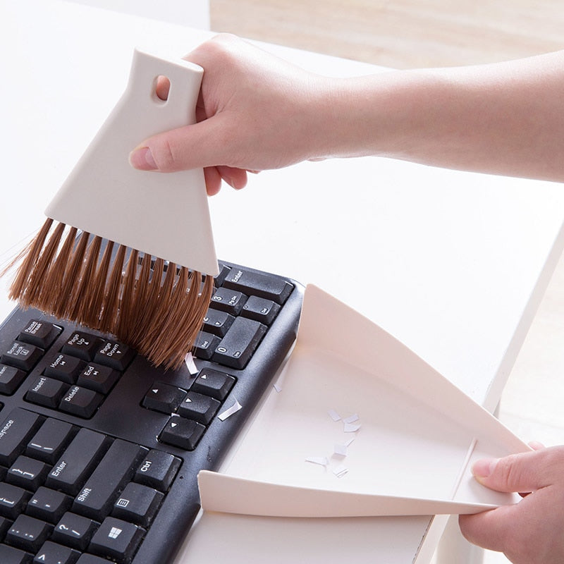 2pcs/set Mini Desktop Broom and Dustpan Set Household Dust Pan and Brush Cleaning Tool
