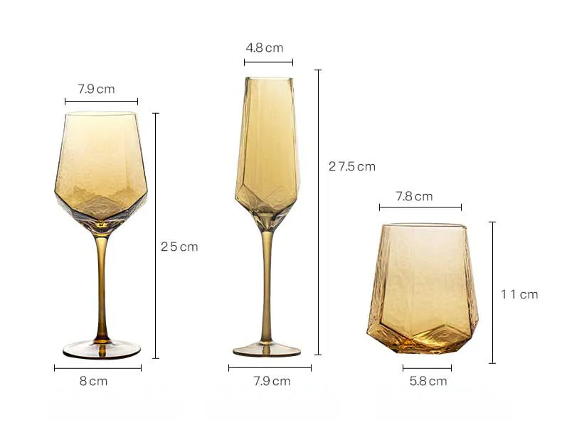 Hammered Diamond Amber Crystal Champagne Goblet Julia M Home & Kitchen