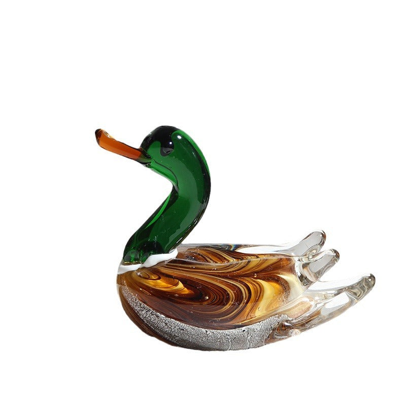 Colorful Glass Crafts Mandarin Ducks Ornament Art Deco Design Style Perfect Birthday Gift Decoration for Living Room Desktop
