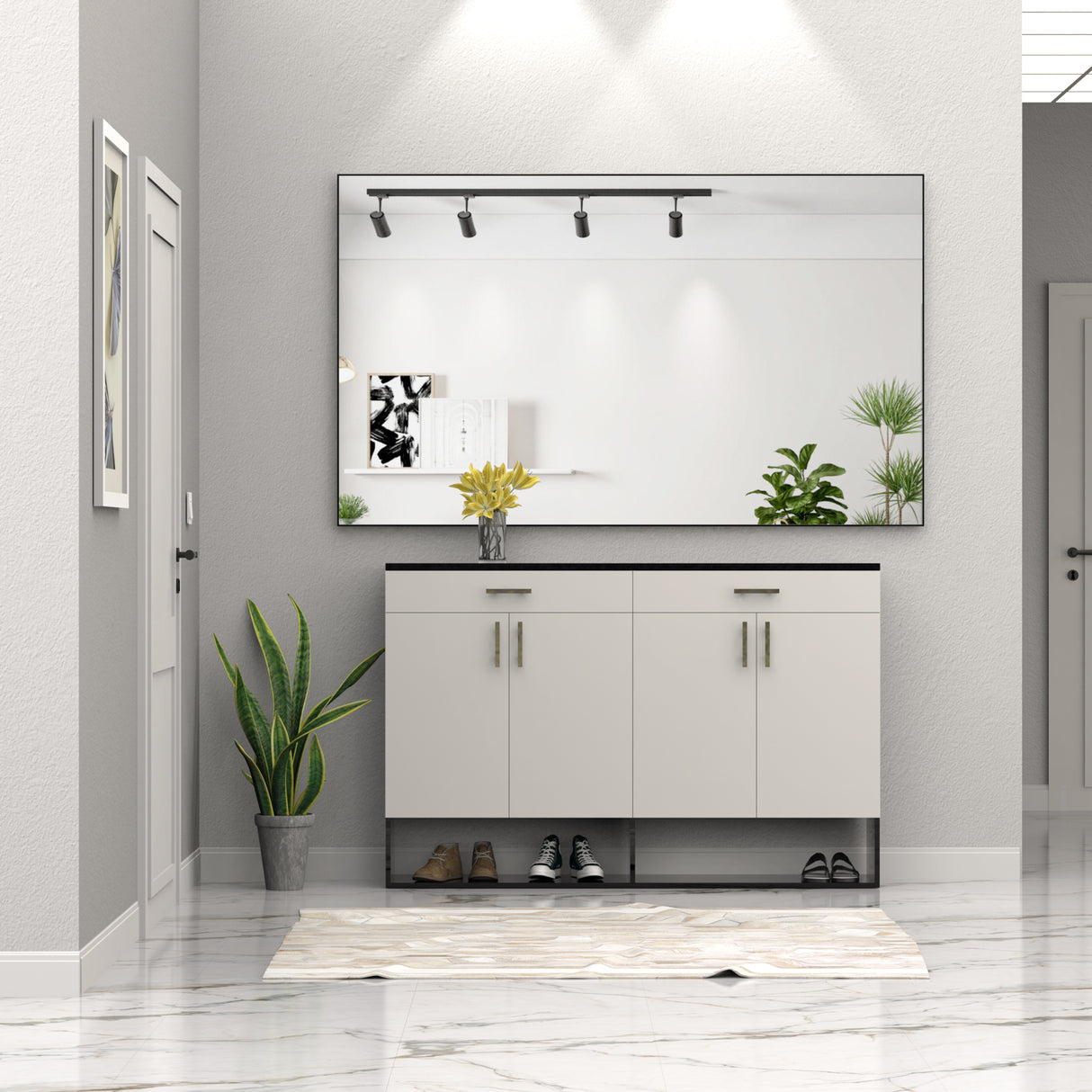 60 "x36" oversized modern square bathroom mirror with Balk frame decorative large wall mirror aluminum frame vertical or horizon - Julia M LifeStyles