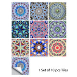 Mosaic 10-Piece Imitation Ceramic Tile Stickers Set for Home Decoration