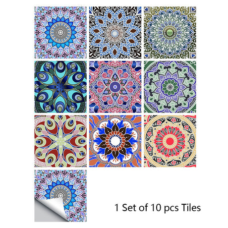 Mosaic 10-Piece Imitation Ceramic Tile Stickers Set for Home Decoration