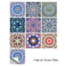 Mosaic 10-Piece Imitation Ceramic Tile Stickers Set for Home Decoration
