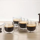 4pcs 10.14oz High Borosilicate Glass Coffee Mugs - Double-Walled, Insulated Cups with Handles for Latte, Cappuccino, Tea - Dishwasher Safe, Reusable & Recyclable Clear Glassware, Coffee Cups - Julia M LifeStyles