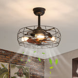 European Style 19inch Cage Retro Ceiling Fan with Lights