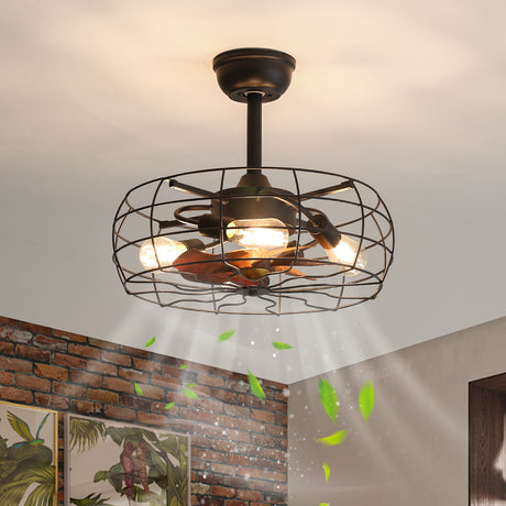 European Style 19inch Cage Retro Ceiling Fan with Lights