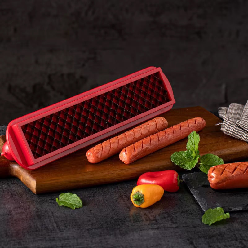 Cross - Groove Sausage & Hot Dog Slicer: Precision Mesh, Ideal Kitchen Accessory. Julia M Home & Kitchen