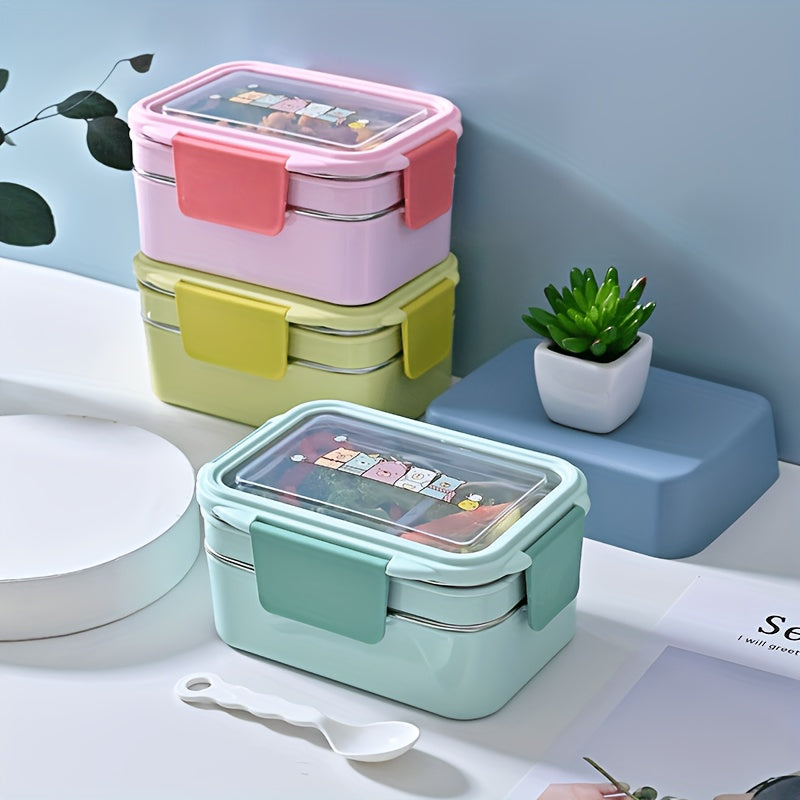 1pc Programmable Stainless Steel Lunch Box with Grids, Leakproof Bento Container, Dishwasher Safe, Rectangle Food Storage for Office, School, Canteen, Home Kitchen - No Electricity Needed,Back to School Julia M LifeStyles
