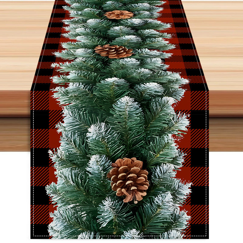 Christmas red and black checkered table flag holiday table decoration tablecloth mat holiday party tablecloth
