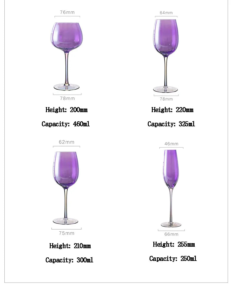 British Purple Goblet Champagne Glasses Set Nordic Style New Crystal Light Luxury Wine Glass Home Beautiful Colored Glass Cups