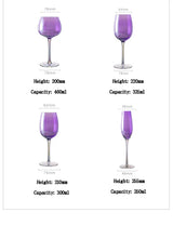 British Purple Goblet Champagne Glasses Set Nordic Style New Crystal Light Luxury Wine Glass Home Beautiful Colored Glass Cups