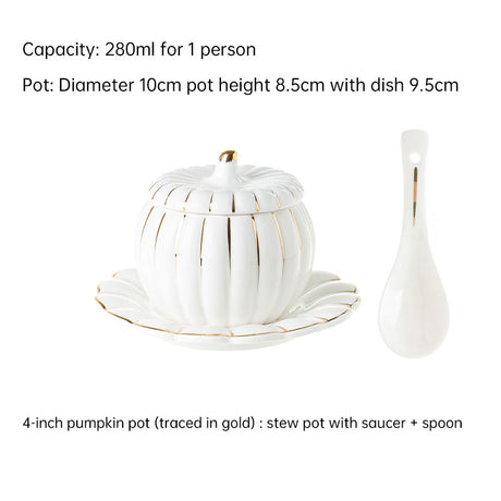 Creative Ceramic Pumpkin Cup, Steamed Egg Cup, Stewed Pot with Cover, Pure White Mini Bird's Nest Cup, Soup Cup - Julia M LifeStyles