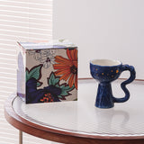 French Elegance Tall Stem Ceramic Mug Creative Ice Cream Cup Living Room Decor