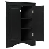 Black Triangle Bathroom Storage Cabinet with Adjustable Shelves, Freestanding Floor Cabinet for Home Kitchen
