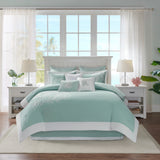 Oversized Cotton Jacquard Comforter Set Aqua Queen