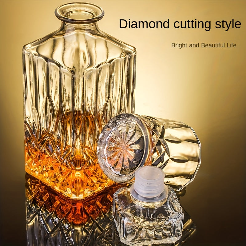 7pcs, Wine Glass Set, Glass Whiskey Decanter And Whiskey Glasses Set, Decanter With 6 Double Layered Vintage Glasses, Lead Free Whiskey Glassware, Accessories, Bar Supplies - Julia M LifeStyles