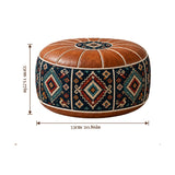 Heritage Floral Storage Ottoman Pouf – Vintage Leather-Style Accent Cover