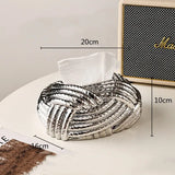 Ceramic Tissue Box Silver Twine Grain Napkin Carton Toilet Paper Holder Napkin Dispenser Holder Home Decoraction Organizers