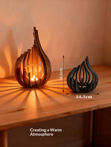 Elegant Lotus-Shaped Wooden Candle Holder Display Shelf