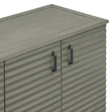 Side panel with 4-door large storage buffet, adjustable shelves and metal handles (antique gray)
