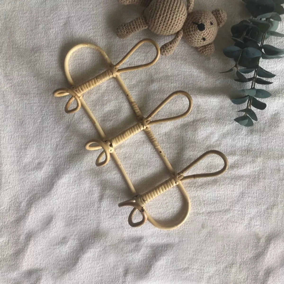 Kids Room Decor Hanger Rattan Wall Hooks Kids Garments Organizer Rack Clothes Hat Hanging Hook Rattan Hanger eprolo